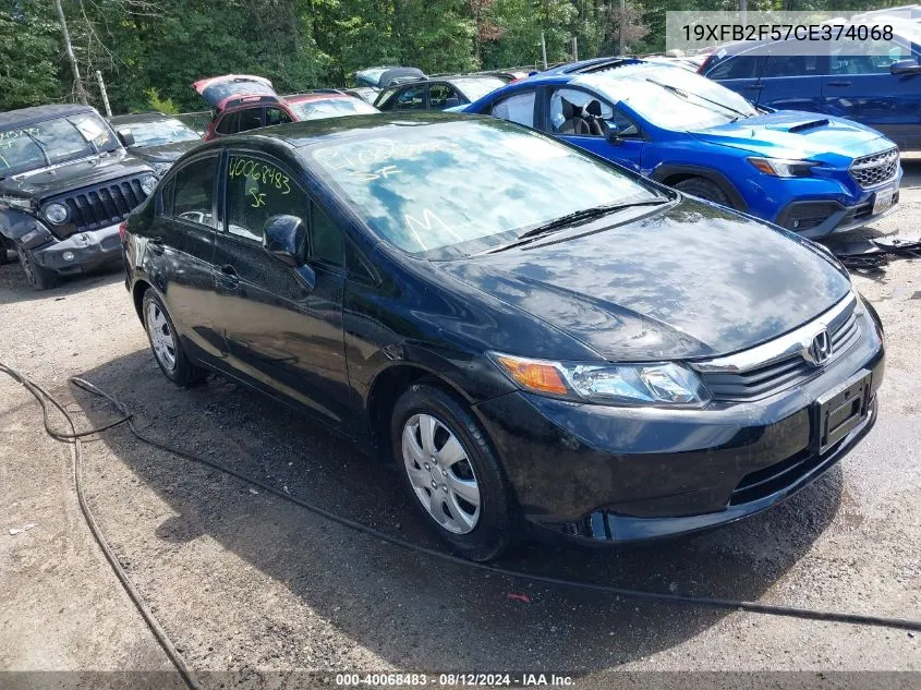 2012 Honda Civic Lx VIN: 19XFB2F57CE374068 Lot: 40068483