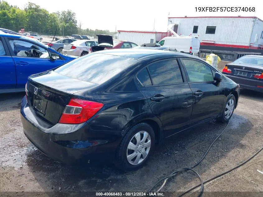 2012 Honda Civic Lx VIN: 19XFB2F57CE374068 Lot: 40068483