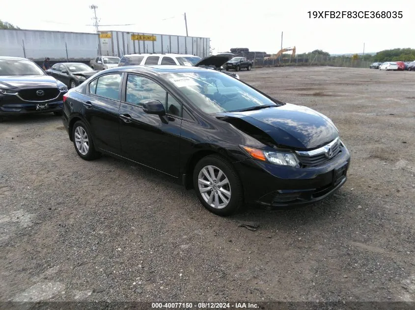 2012 Honda Civic Ex VIN: 19XFB2F83CE368035 Lot: 40077150