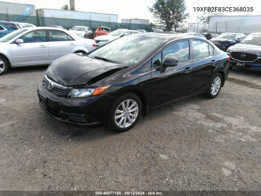 2012 Honda Civic Ex VIN: 19XFB2F83CE368035 Lot: 40077150