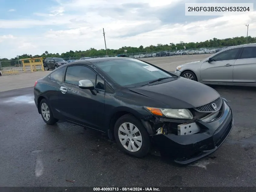 2012 Honda Civic Lx VIN: 2HGFG3B52CH535204 Lot: 40093713