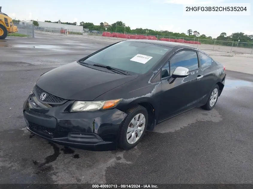 2012 Honda Civic Lx VIN: 2HGFG3B52CH535204 Lot: 40093713