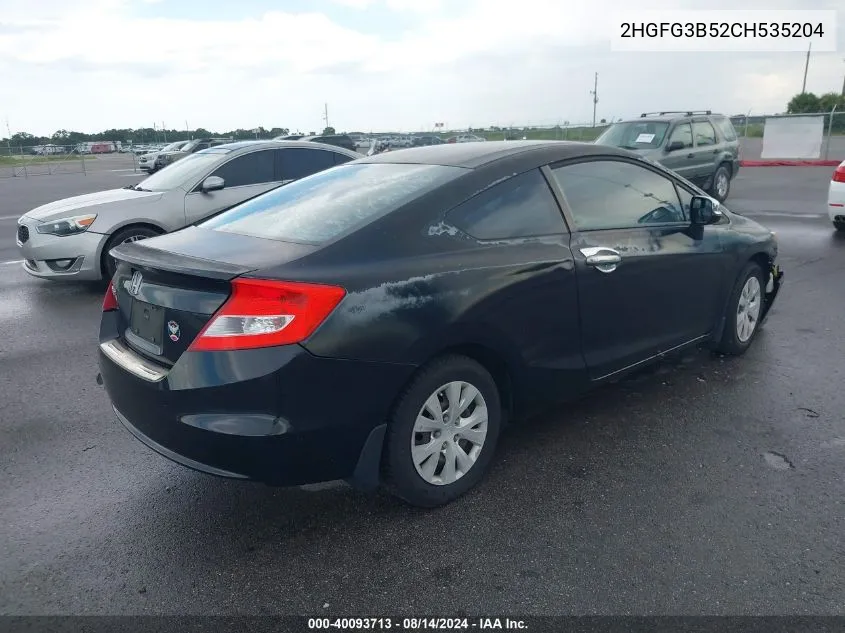 2012 Honda Civic Lx VIN: 2HGFG3B52CH535204 Lot: 40093713