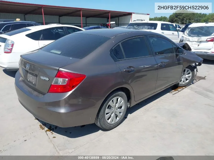 2HGFB2F59CH522906 2012 Honda Civic Lx