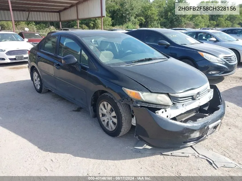 2012 Honda Civic Lx VIN: 2HGFB2F58CH328156 Lot: 40146160