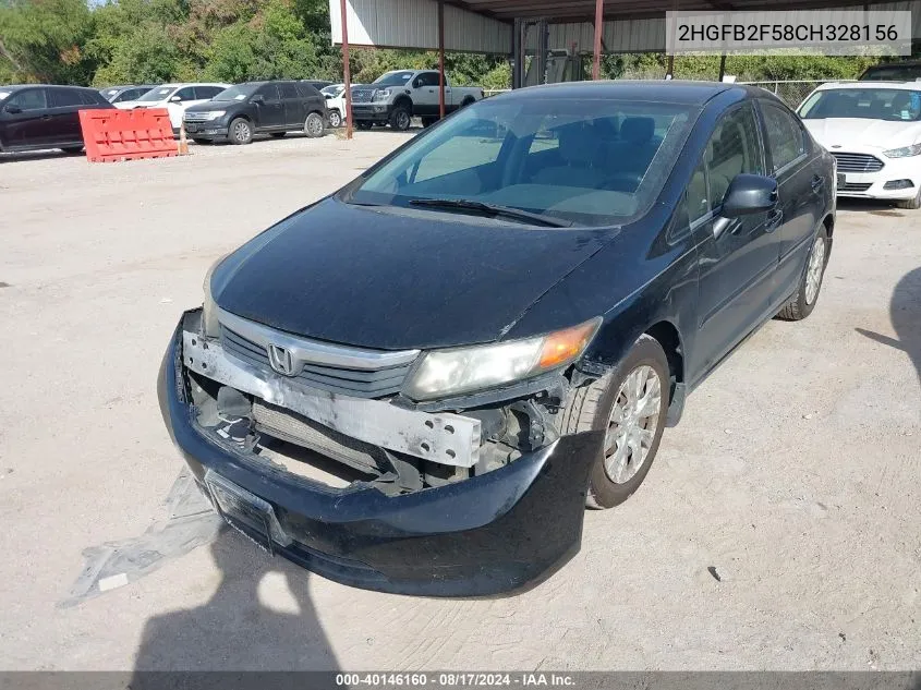 2012 Honda Civic Lx VIN: 2HGFB2F58CH328156 Lot: 40146160