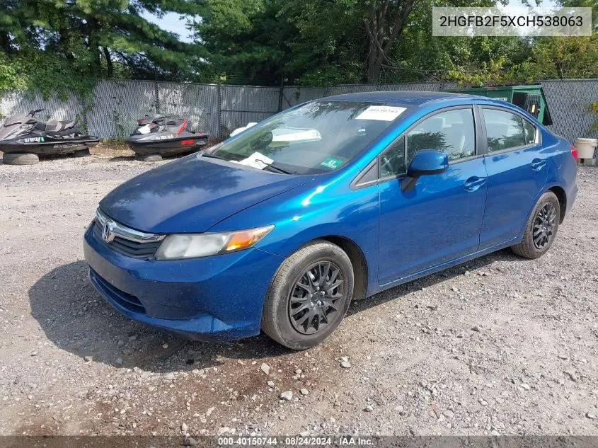 2HGFB2F5XCH538063 2012 Honda Civic Lx