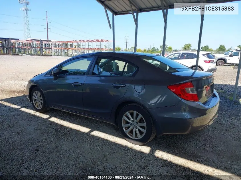 2012 Honda Civic Ex VIN: 19XFB2F81CE315883 Lot: 40154100