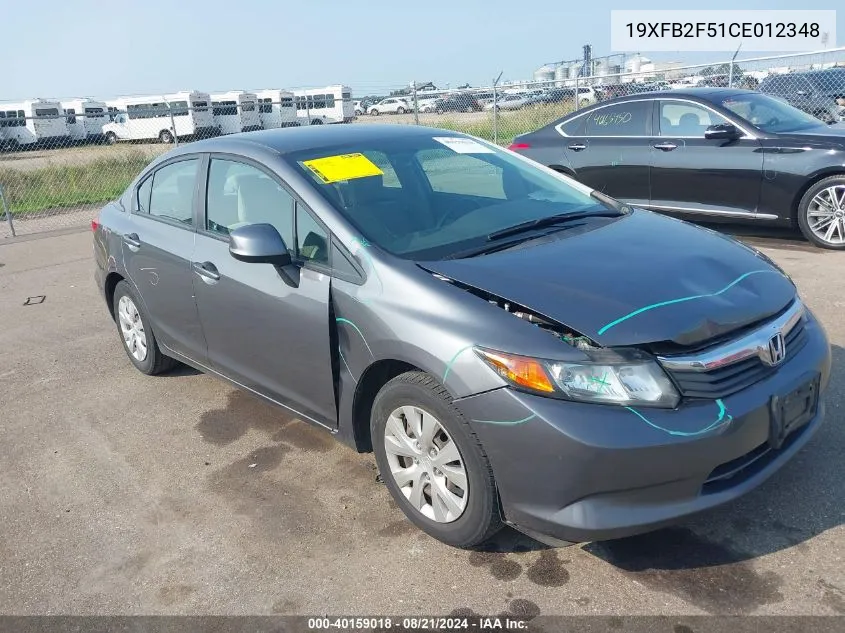 19XFB2F51CE012348 2012 Honda Civic Lx