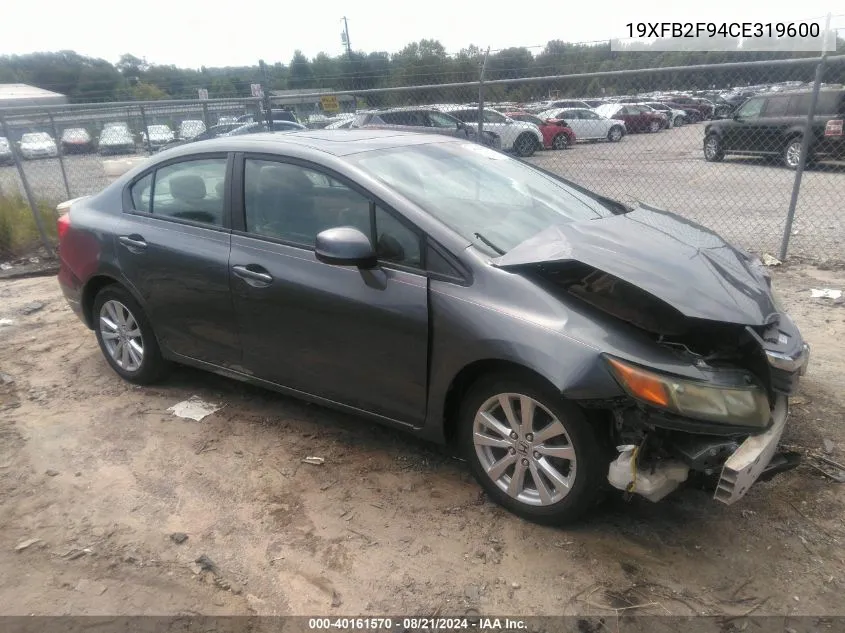 2012 Honda Civic Ex-L VIN: 19XFB2F94CE319600 Lot: 40161570