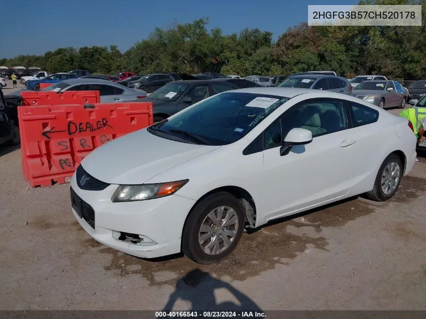 2012 Honda Civic Lx VIN: 2HGFG3B57CH520178 Lot: 40166543