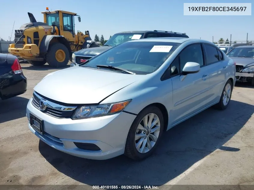 2012 Honda Civic Ex VIN: 19XFB2F80CE345697 Lot: 40181585