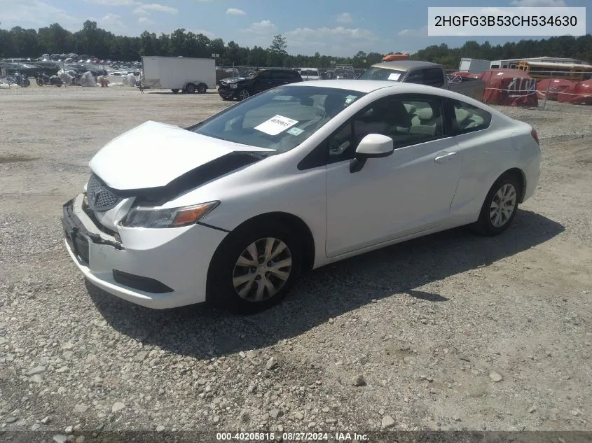 2012 Honda Civic Lx VIN: 2HGFG3B53CH534630 Lot: 40205815