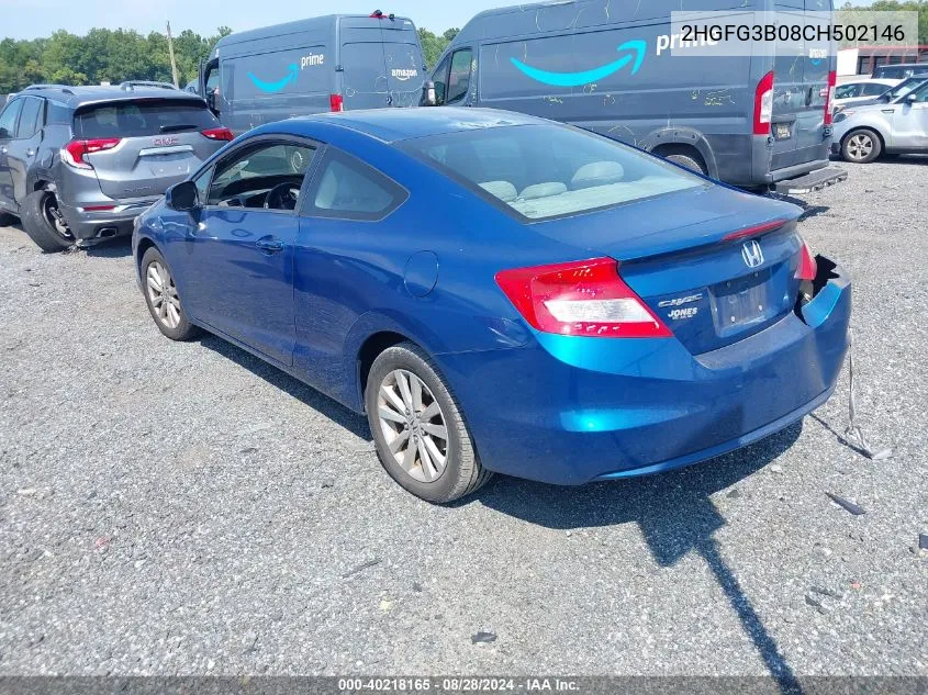 2012 Honda Civic Ex-L VIN: 2HGFG3B08CH502146 Lot: 40218165