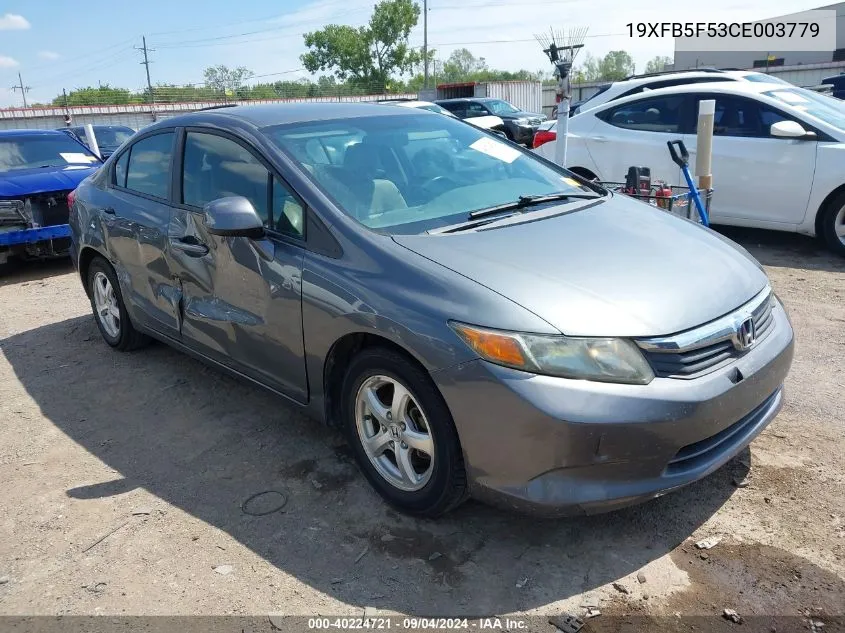 2012 Honda Civic Natural Gas VIN: 19XFB5F53CE003779 Lot: 40224721