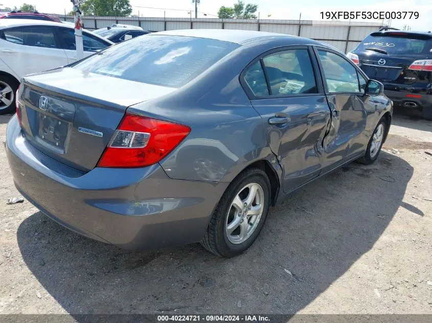 2012 Honda Civic Natural Gas VIN: 19XFB5F53CE003779 Lot: 40224721