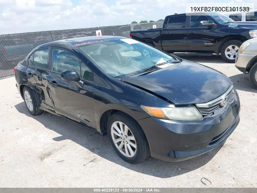 2012 Honda Civic Ex VIN: 19XFB2F80CE101533 Lot: 40229123