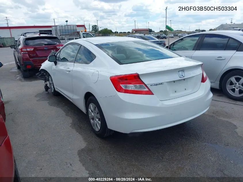 2012 Honda Civic Lx VIN: 2HGFG3B50CH503304 Lot: 40229284