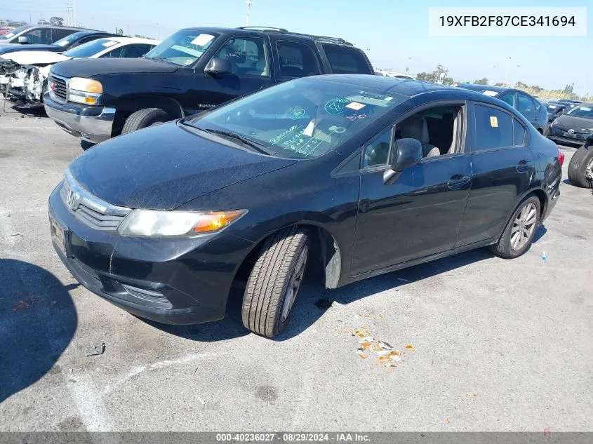 2012 Honda Civic Ex VIN: 19XFB2F87CE341694 Lot: 40236027