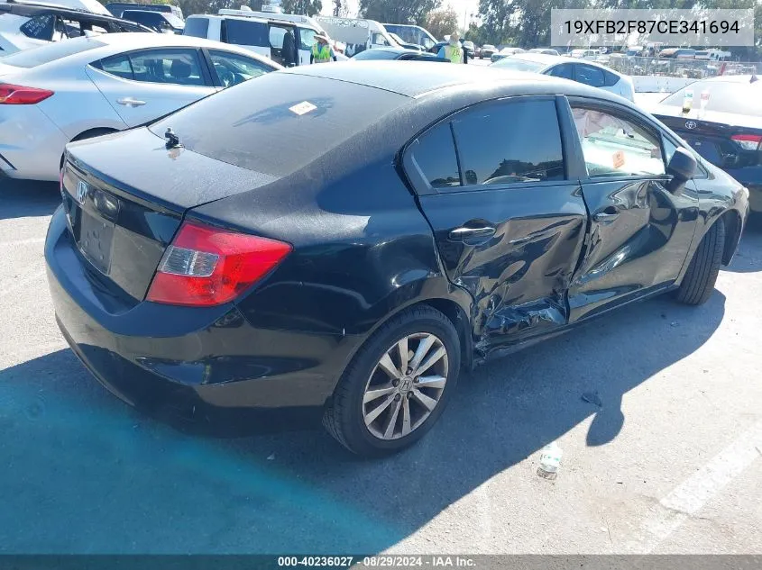 2012 Honda Civic Ex VIN: 19XFB2F87CE341694 Lot: 40236027