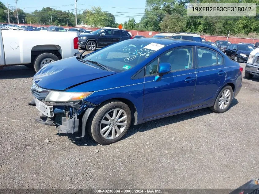 2012 Honda Civic Ex VIN: 19XFB2F83CE318042 Lot: 40238384