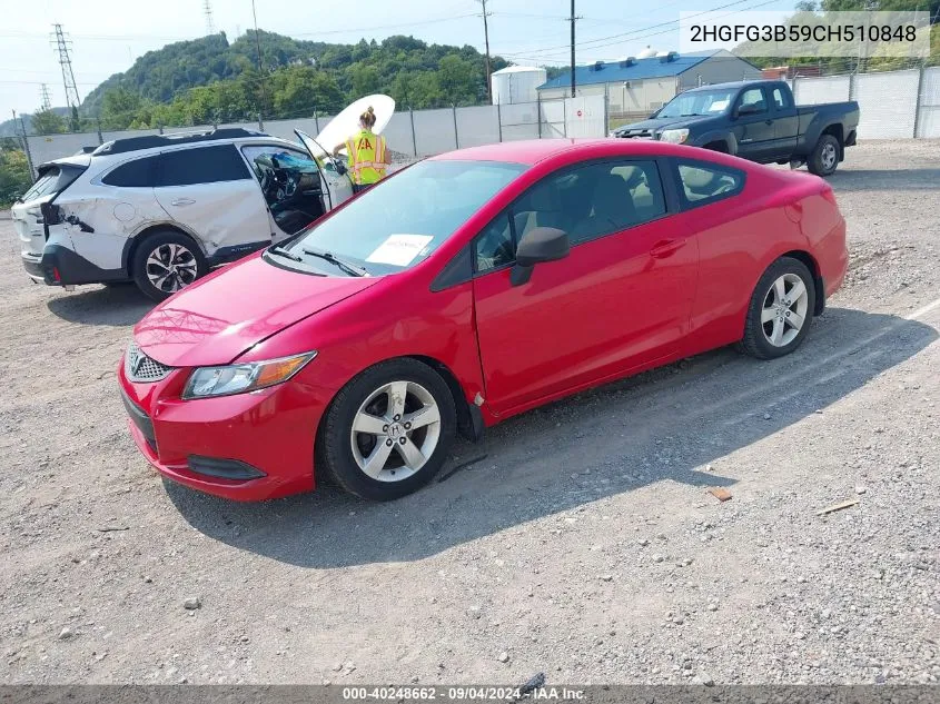 2012 Honda Civic Lx VIN: 2HGFG3B59CH510848 Lot: 40248662