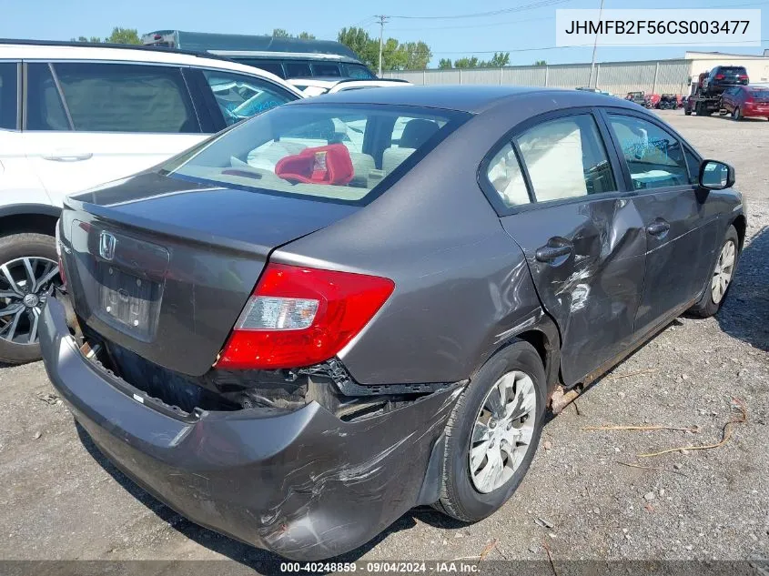 2012 Honda Civic Lx VIN: JHMFB2F56CS003477 Lot: 40248859