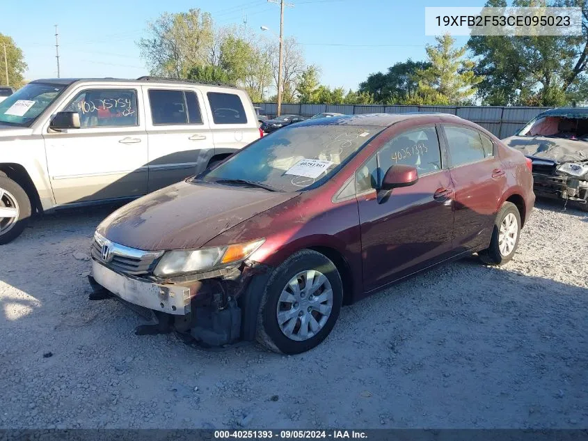 2012 Honda Civic Lx VIN: 19XFB2F53CE095023 Lot: 40251393