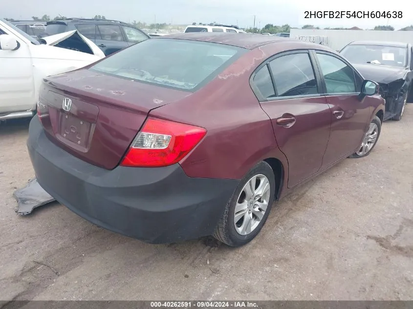 2012 Honda Civic Sdn Lx VIN: 2HGFB2F54CH604638 Lot: 40262591