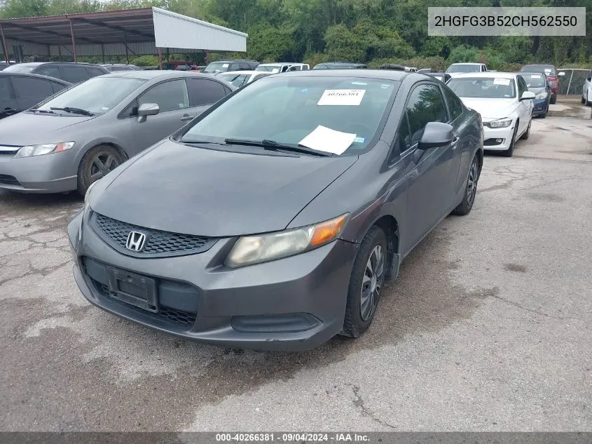 2HGFG3B52CH562550 2012 Honda Civic Lx