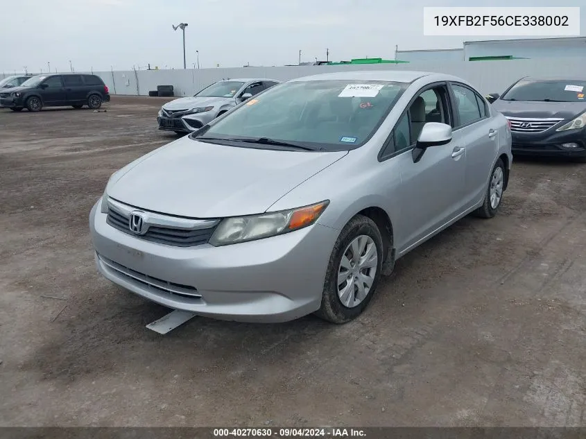 2012 Honda Civic Lx VIN: 19XFB2F56CE338002 Lot: 40270630