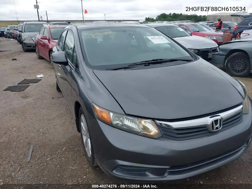 2012 Honda Civic Ex VIN: 2HGFB2F88CH610534 Lot: 40274276