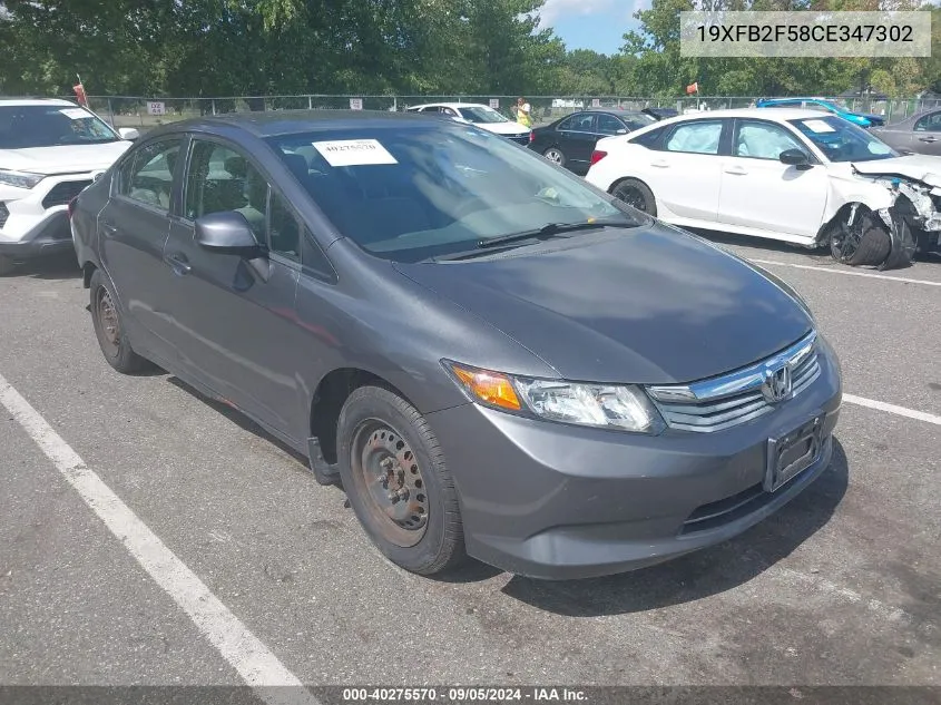 2012 Honda Civic Lx VIN: 19XFB2F58CE347302 Lot: 40275570