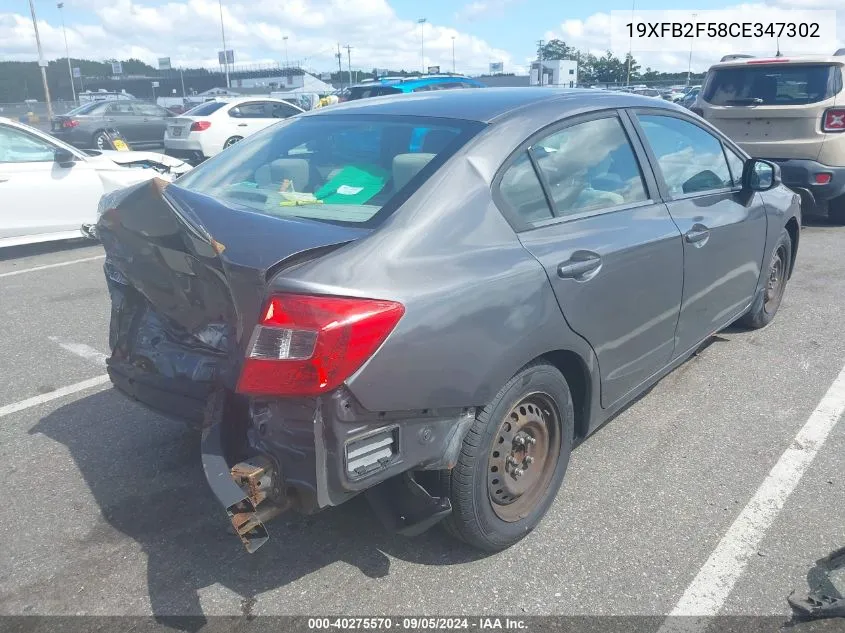 2012 Honda Civic Lx VIN: 19XFB2F58CE347302 Lot: 40275570