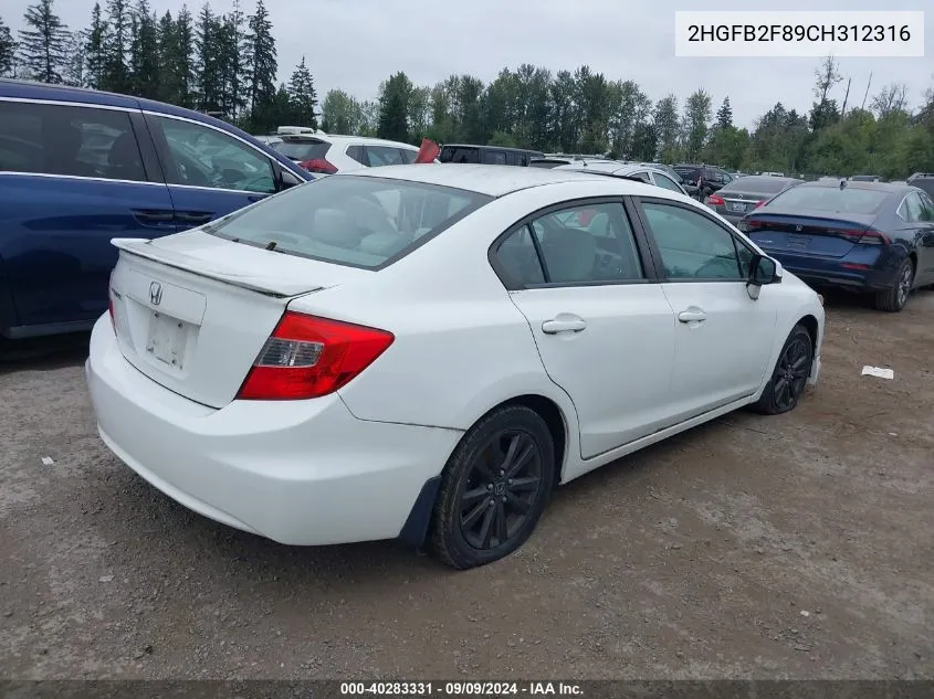 2HGFB2F89CH312316 2012 Honda Civic Ex