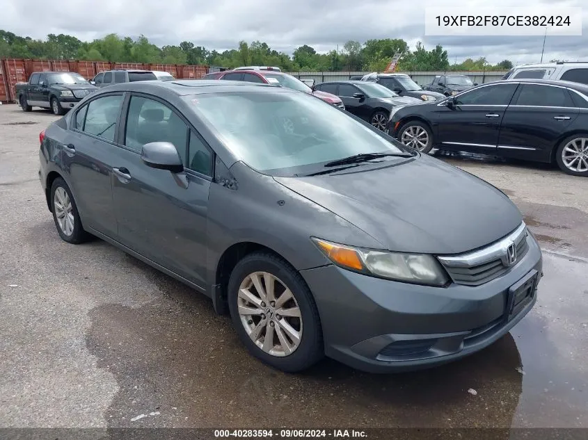 2012 Honda Civic Ex VIN: 19XFB2F87CE382424 Lot: 40283594