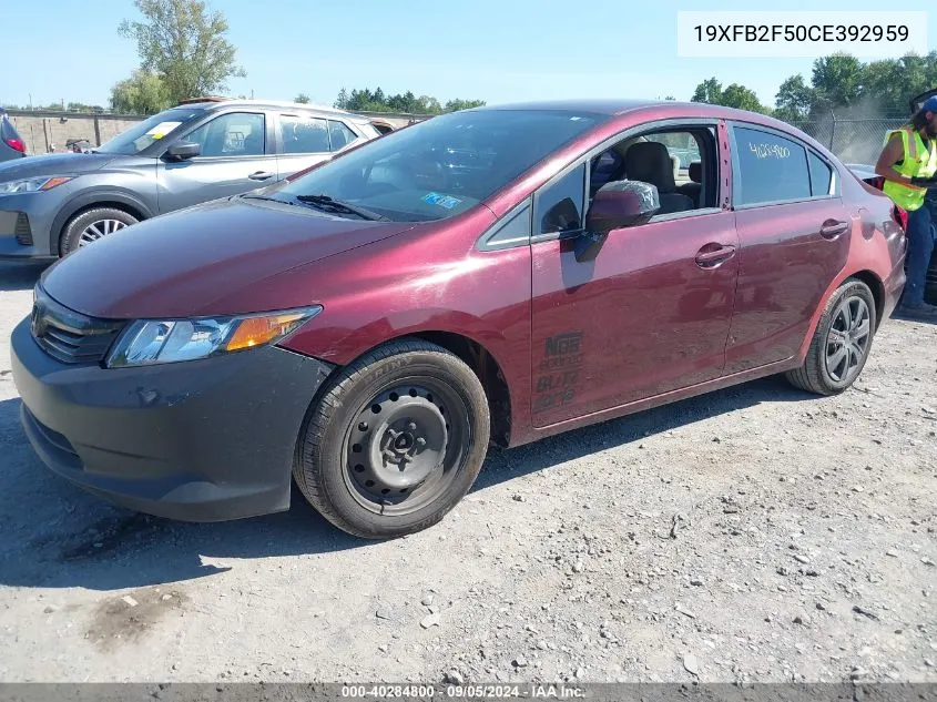 2012 Honda Civic Lx VIN: 19XFB2F50CE392959 Lot: 40284800