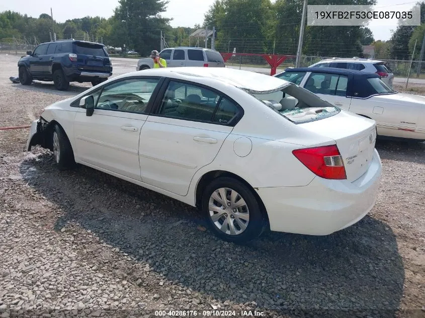 2012 Honda Civic Lx VIN: 19XFB2F53CE087035 Lot: 40286176