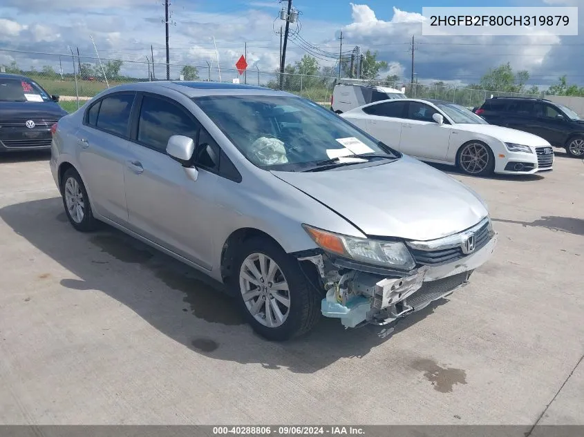 2012 Honda Civic Ex VIN: 2HGFB2F80CH319879 Lot: 40288806