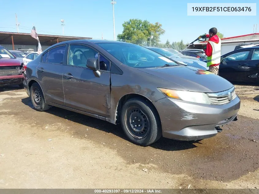 2012 Honda Civic Lx VIN: 19XFB2F51CE063476 Lot: 40293397