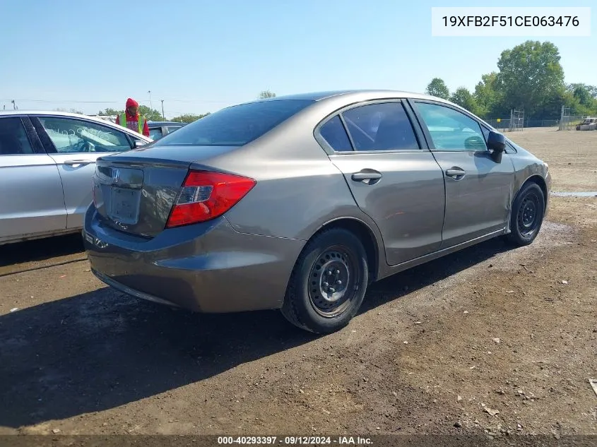 2012 Honda Civic Lx VIN: 19XFB2F51CE063476 Lot: 40293397