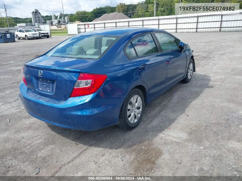 2012 Honda Civic Lx VIN: 19XFB2F55CE074982 Lot: 40296984