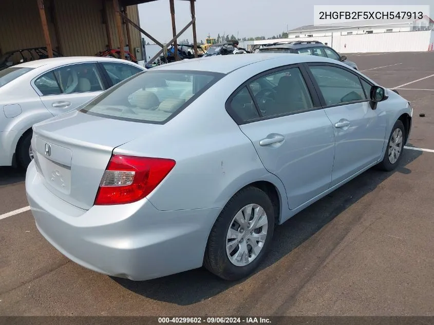 2012 Honda Civic Lx VIN: 2HGFB2F5XCH547913 Lot: 40299602