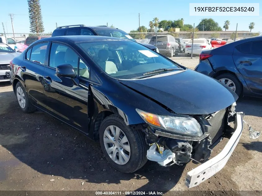 2012 Honda Civic Lx VIN: 19XFB2F52CE345240 Lot: 40304111