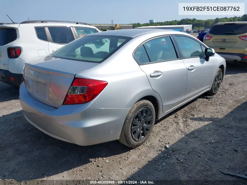 2012 Honda Civic Lx VIN: 19XFB2F51CE087762 Lot: 40305998