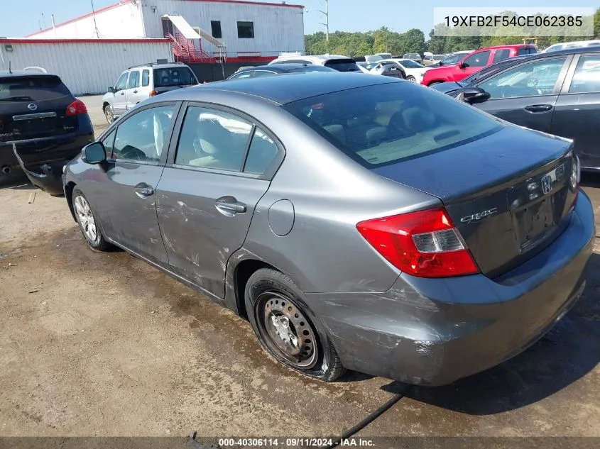 2012 Honda Civic Lx VIN: 19XFB2F54CE062385 Lot: 40306114