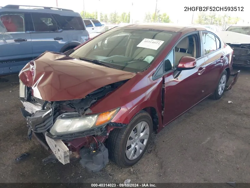 2HGFB2F52CH593512 2012 Honda Civic Lx