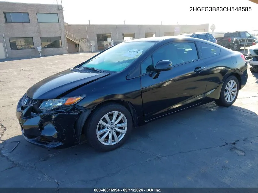 2012 Honda Civic Ex VIN: 2HGFG3B83CH548585 Lot: 40316994