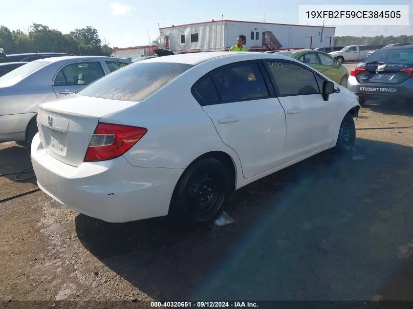 2012 Honda Civic Lx VIN: 19XFB2F59CE384505 Lot: 40320651