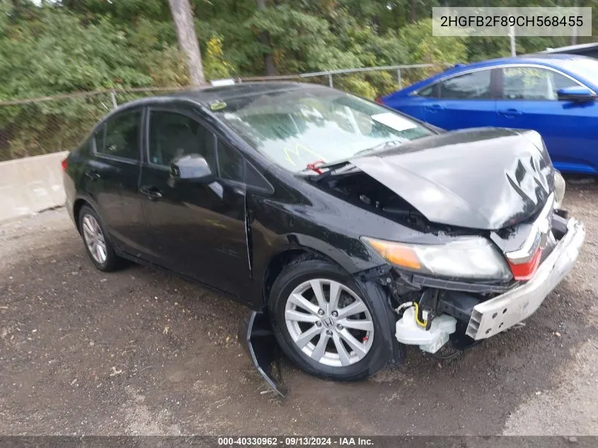 2012 Honda Civic Ex VIN: 2HGFB2F89CH568455 Lot: 40330962